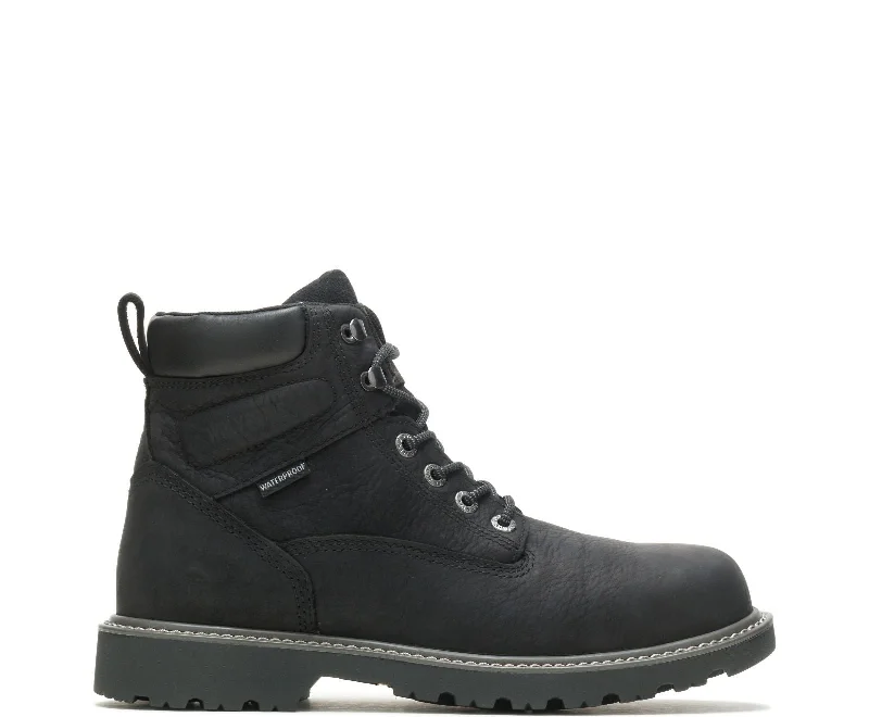 Plush Cushion Shoes Wolverine Men's Floorhand 6" Waterproof Steel Toe Work Boot_Black