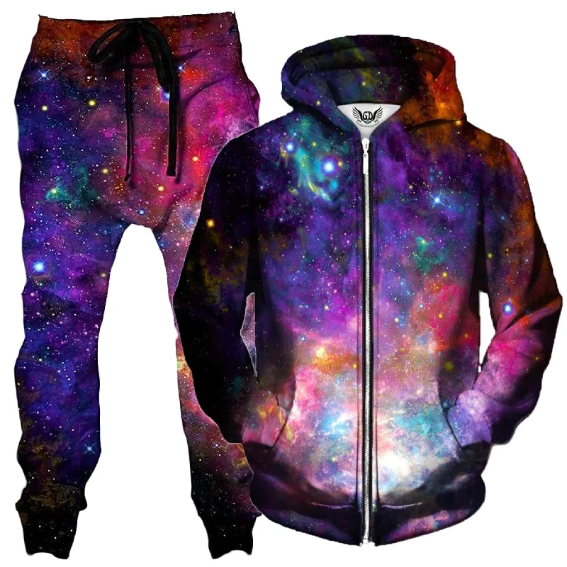 Coral Corona Zip-Up Hoodie and Joggers Combo