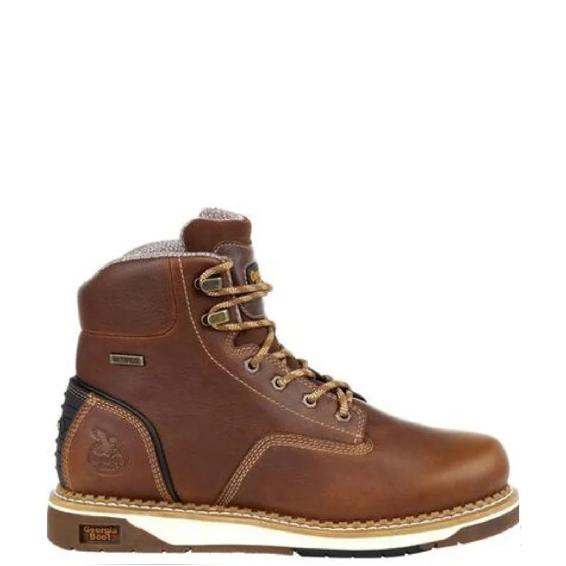 All-Day Comfort Sneakers Georgia Boot Men's AMP LT 6" Waterproof EH Wedge Sole Steel Toe Work Boot