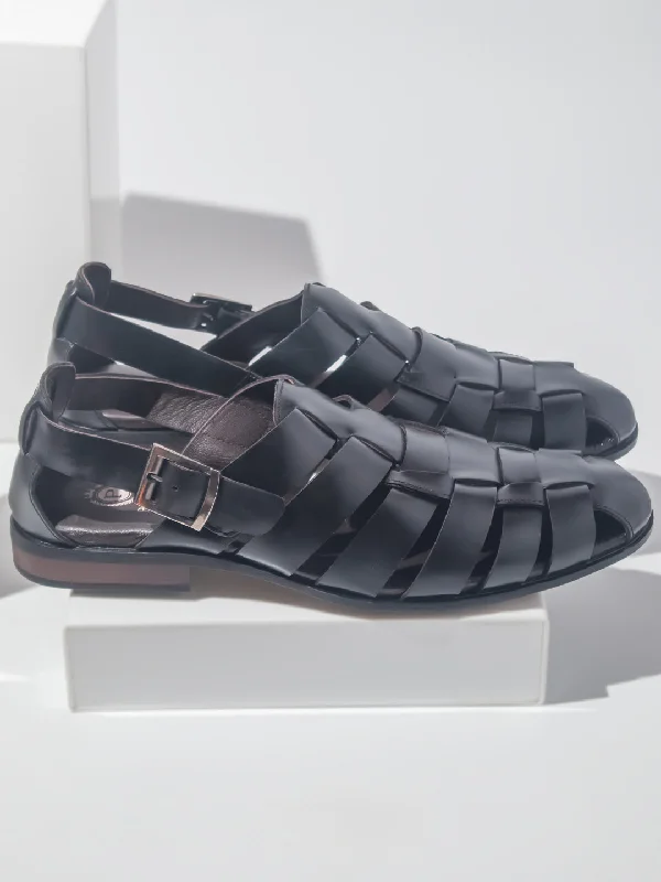 Anti-Fatigue Shoes Privo Casual Striped Sandal-Black For Men
