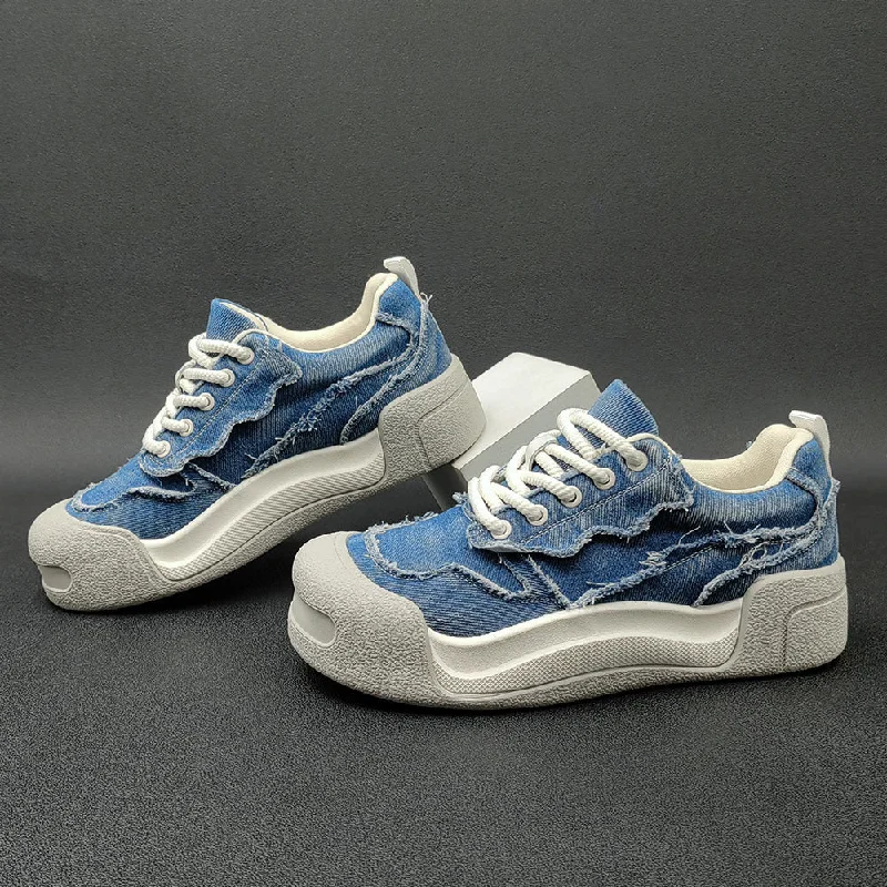 Casual Comfort Shoes Men Fashion Patchwork Denim Canvas Casual Shoes