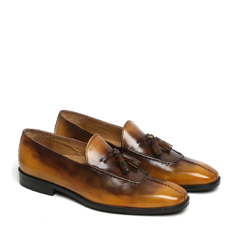 Everyday Mesh Sneakers Rusty Look Yellow-Brown Leather Tassel Slip-On Shoes