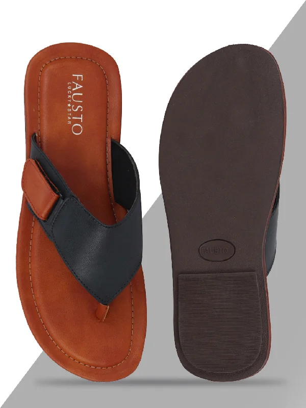 Ultra-Soft Sneakers Men Navy Blue Slip On Indoor & Outdoor Slippers With Buckle Strap
