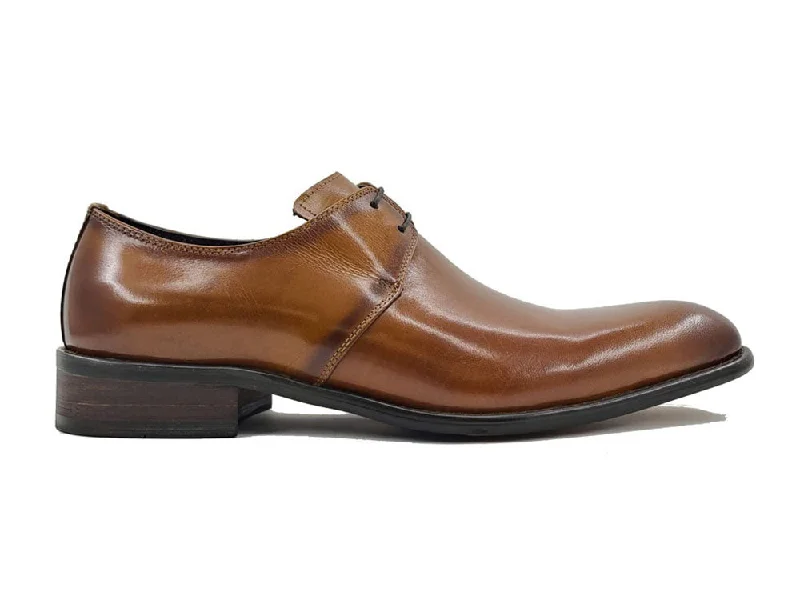 Trendy Sport Shoes Carrucci KS479-606 Calfskin Lace-up Leather Shoes - Cognac