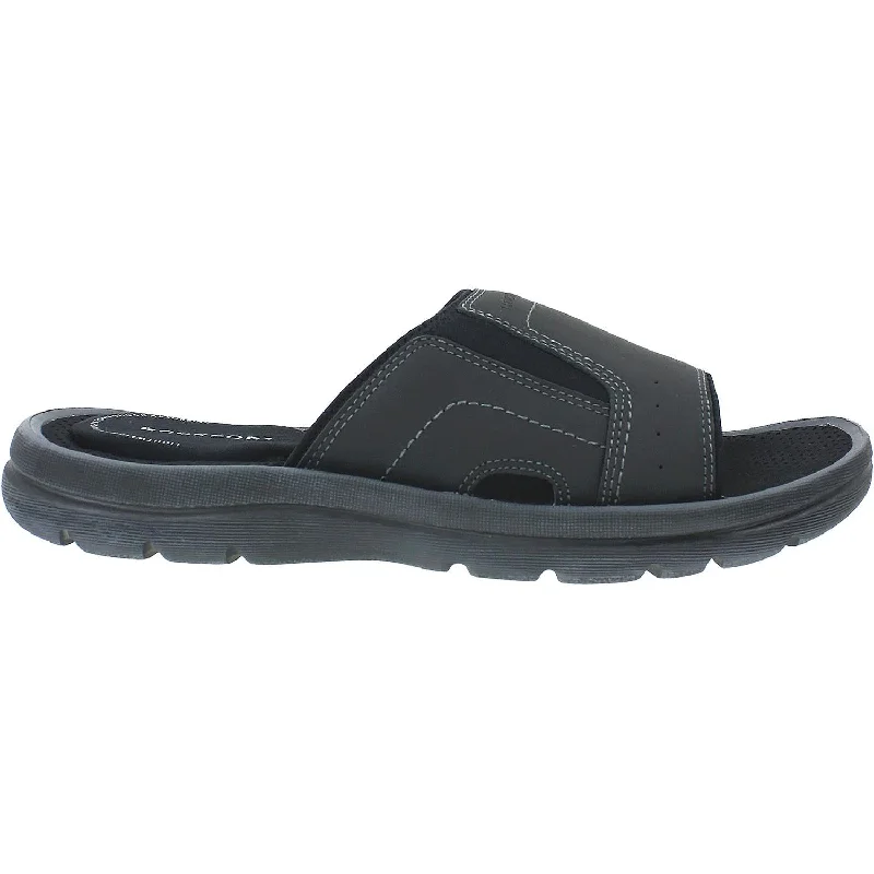 Active Lifestyle Shoes Men's Rockport Get Your Kicks Strap Slide Black Leather