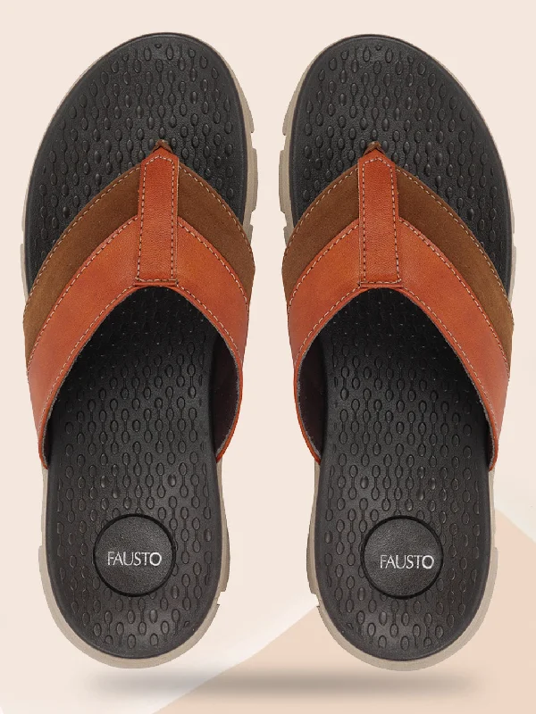 Ultra-Stylish Shoes Men Tan Slip On Casual Flexible Phylon Sole Slippers