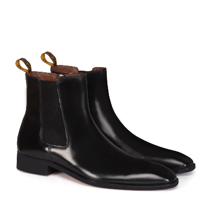 Ultra-Lightweight Sneakers Black Zipper Chelsea Boots With Leather Sole