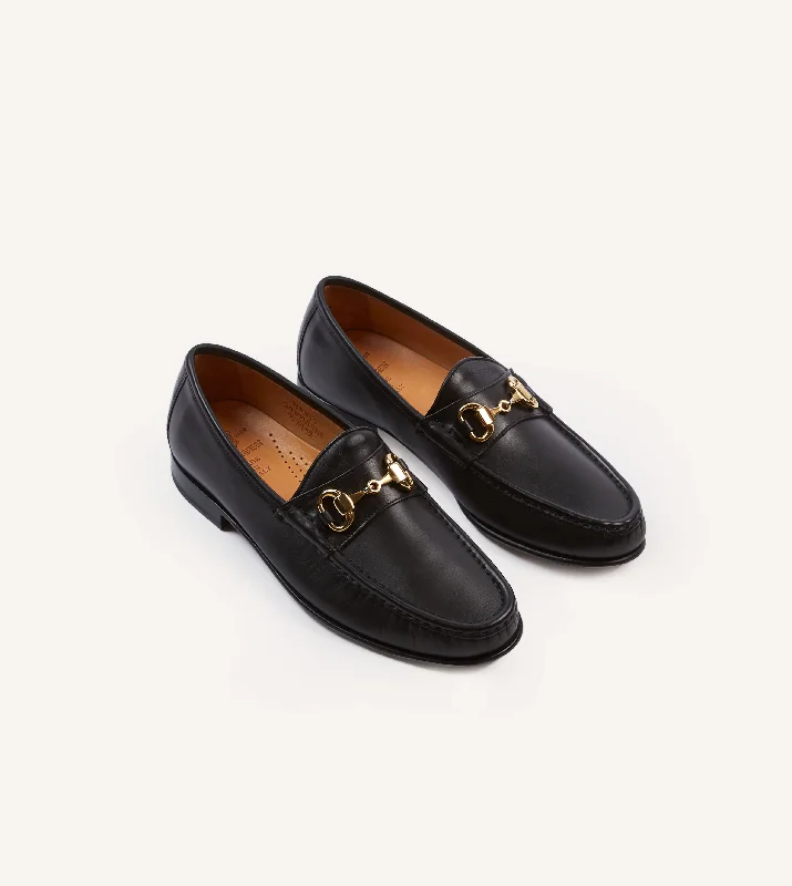 Comfortable Travel Shoes Yuketen Moc Ischia Black Leather Bit Loafer