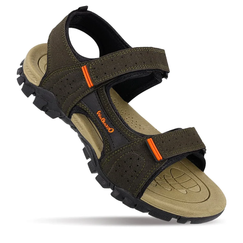 Soft Mesh Sneakers Walkaroo Men Strappy Floater Sandals  - XC4670 Olive Green