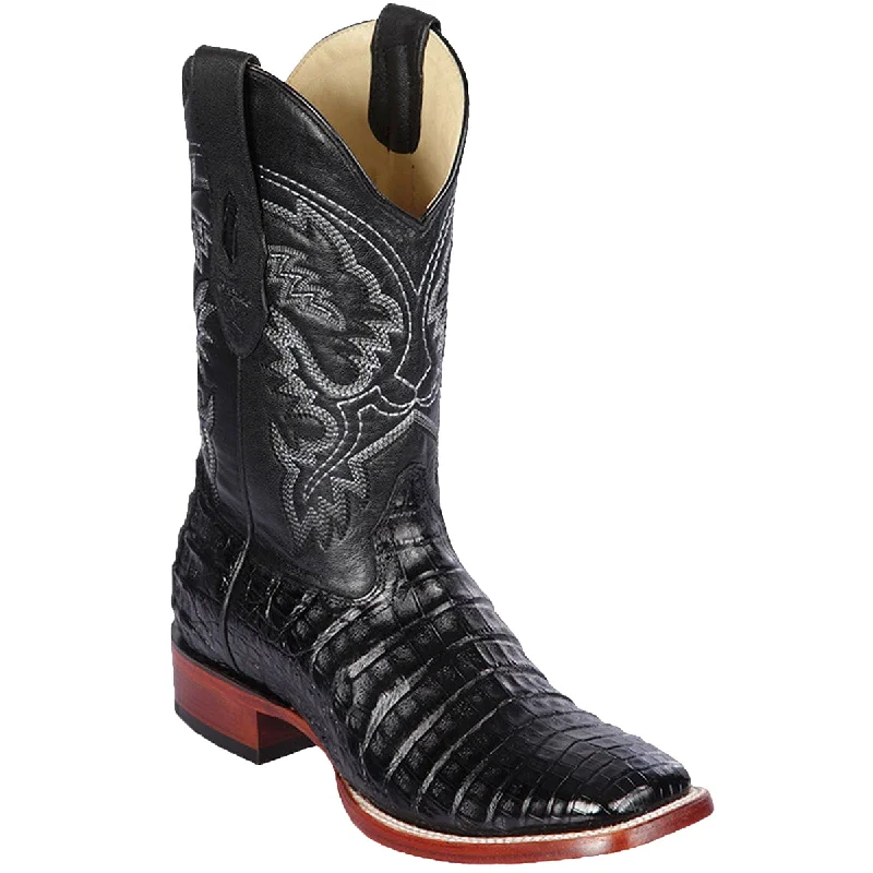Everyday Running Shoes Black Caiman Square Toe Cowboy Boots