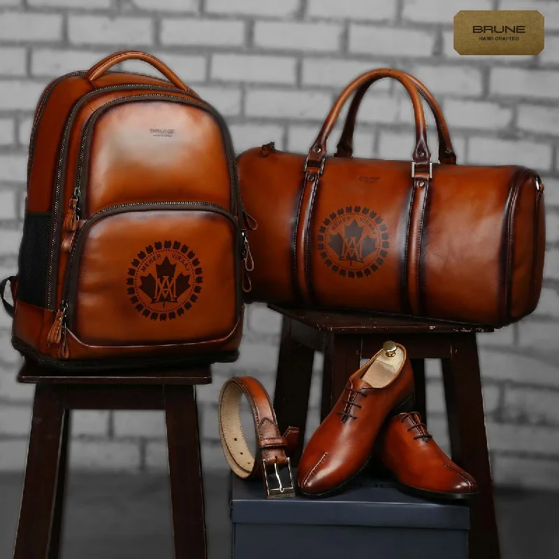All-Day Walking Shoes Tailored 4 pc combo of Shoe, Backpack, Belt & Duffle with desired logo By Brune & Bareskin