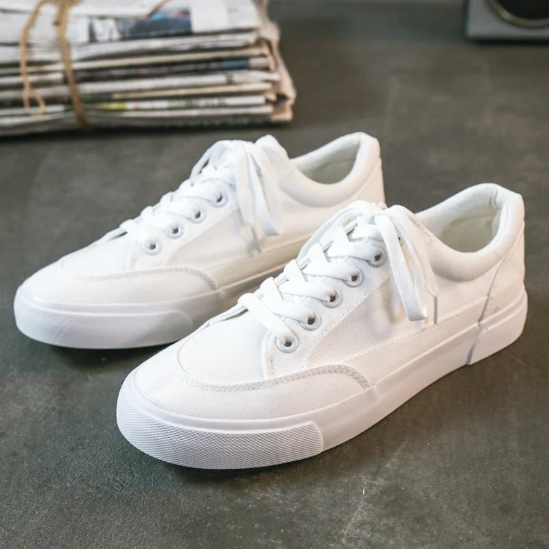 Cozy Everyday Sneakers Men Minimalism Pure Flat Casual Canvas Shoes