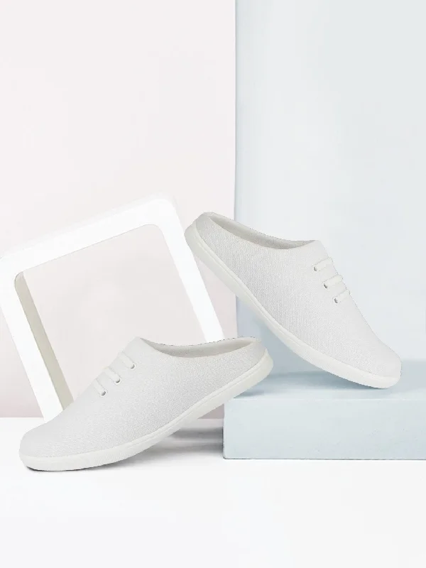 Durable Walking Shoes Men White Casual Canvas Slip-On Shoes