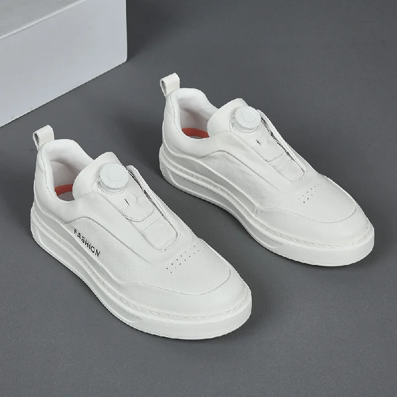 Premium Walking Shoes Men Minimalism No Tie Shoelaces Rotating Buckle Casual Shoes