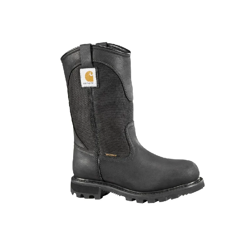 Soft Insole Sneakers 10" Women's Traditional Welt Soft-Toe Waterproof Wellington Pull-On Boot Black