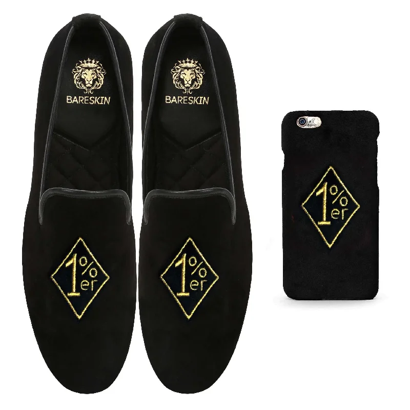 Classic Loafers Velvet Slip-on & Mobile Cover Combo with Desired Initials By Brune & Bareskin