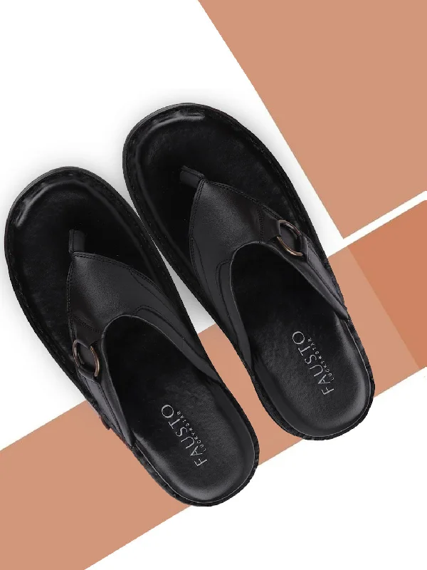 Lightweight Running Shoes Men Black Casual Leather Slip-On Outdoor Slippers