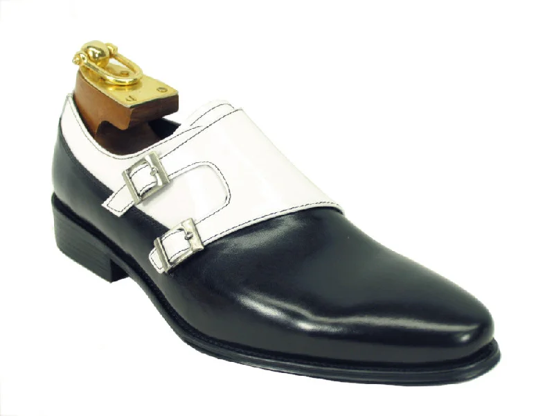 Flexible Running Shoes Carrucci Double Monkstraps KS099-3003 - Black/White