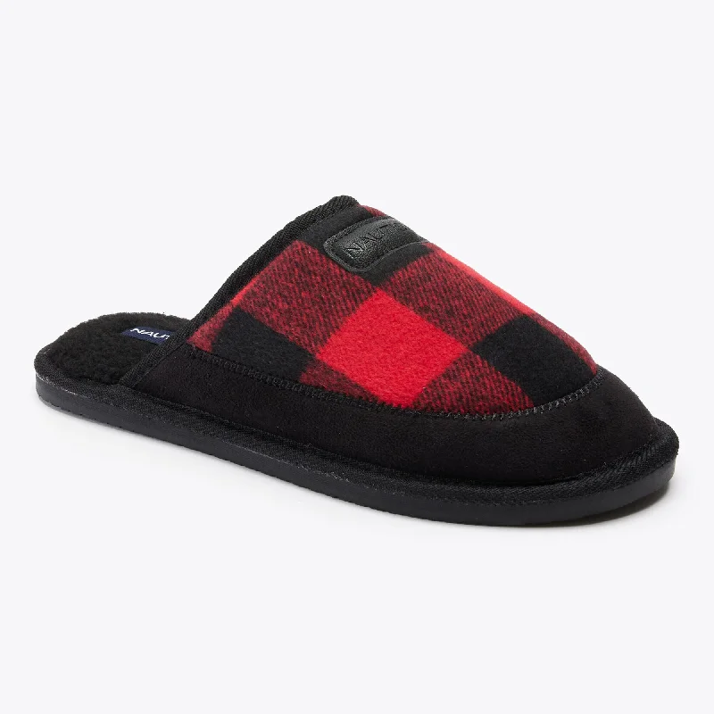 Fashionable Running Shoes Nautica Mens Plaid Faux-Fur-Lined Slipper