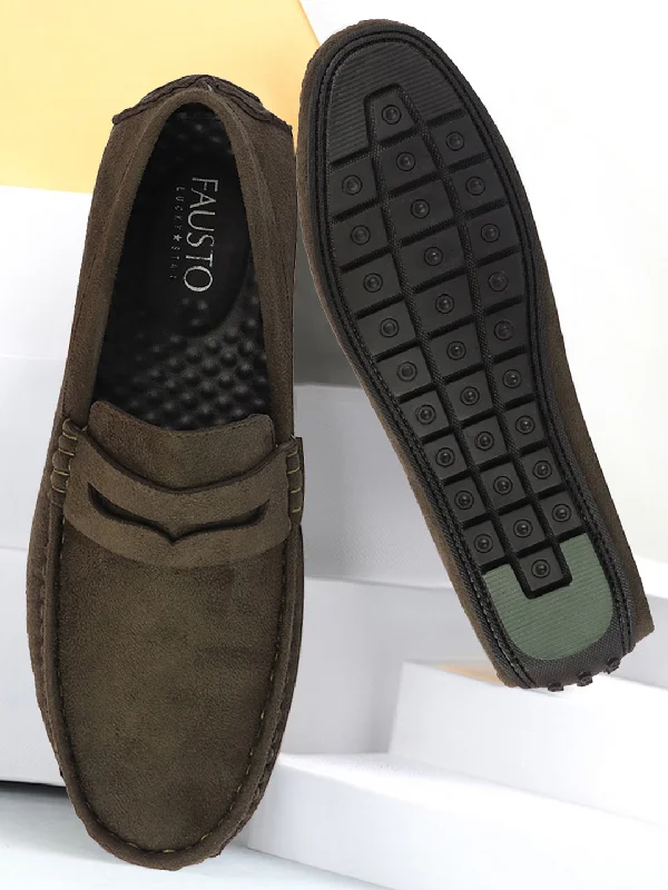 Ultra-Breathable Sneakers Men Mehandi Suede Leather Side Stitched Driving Loafer and Moccasin Ultra-Breathable Sneakers Men Mehandi Suede Leather Side Stitched Driving Loafer and Moccasin