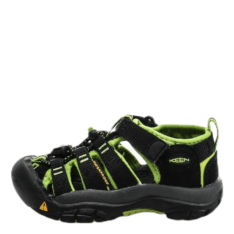 Memory Foam Sneakers Keen Unisex Baby Newport H2 Lauflernschuhe, Mehrfarbig (Black/Lime Green), 19 EU