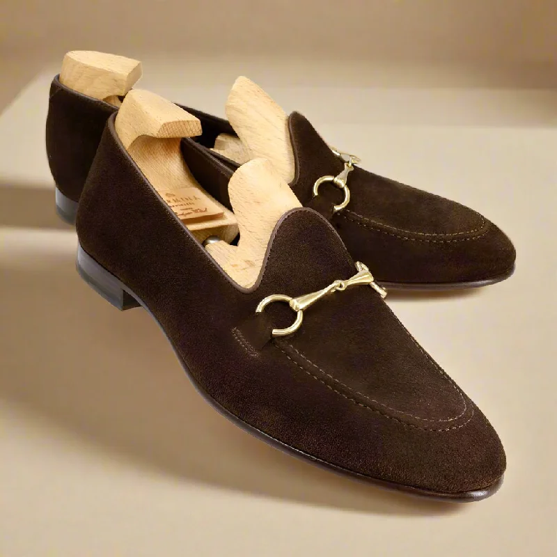 Soft Foam Shoes Chester Dark Brown Suede Horsebit Loafer