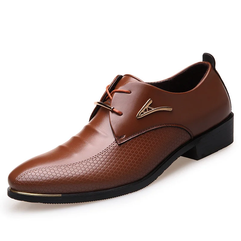 Travel-Ready Shoes Men Dress Shoes Pointed Toe Lace Up Men's Business Casual Shoes Brown Black Leather Oxfords Shoes