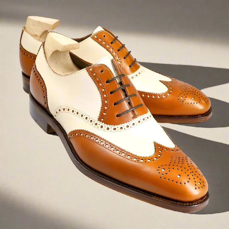 Budget Casual Shoes Noah Beige Suede & Tan Wingtip Oxford