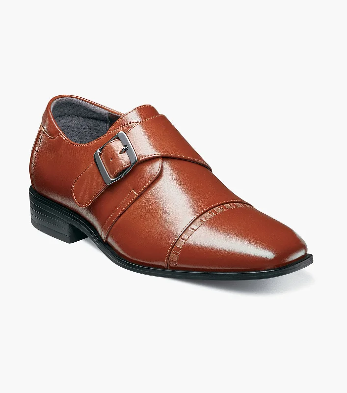 Soft Insole Sneakers BOYS MACMILLIAN  Cap Toe Monk Strap - Cognac