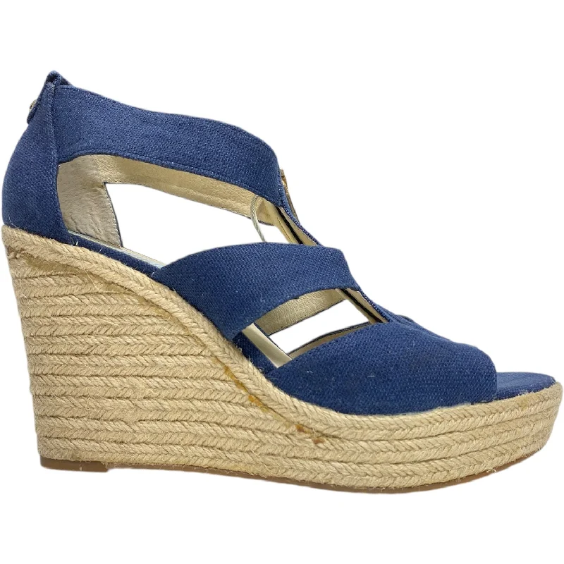 Slip-Resistant Shoes Sandals Designer By Michael Kors In Blue & Brown, Size: 10