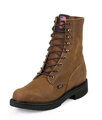 Soft Sole Loafers Justin Men's Aged Bark Lace Up Steel Toe Boots
