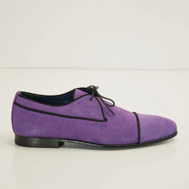 Modern Street Sneakers The Formal Leather Cap Toe Derby Shoes  - Purple Suede