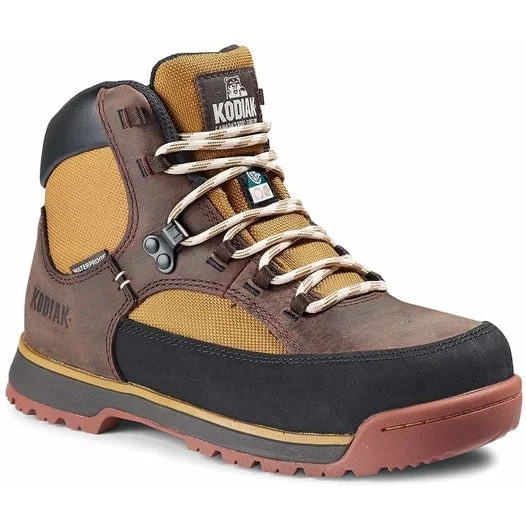 Soft Foam Shoes Kodiak Women's Greb Classic Steel Toe WP Hiker Work Boot -Brown- 834YBN
