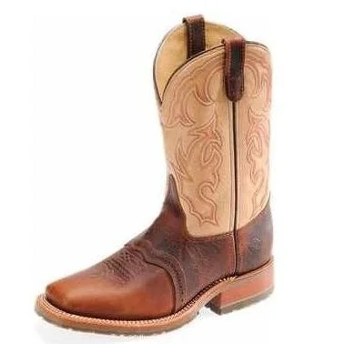 All-Purpose Walking Shoes Double H Men's Cream and Brown Square Toe Boots