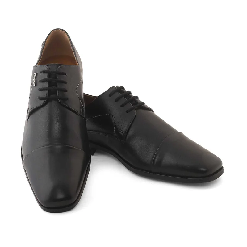 Everyday Comfort Shoes Ezok Black Formal Cap Toe Leather Derby Shoes