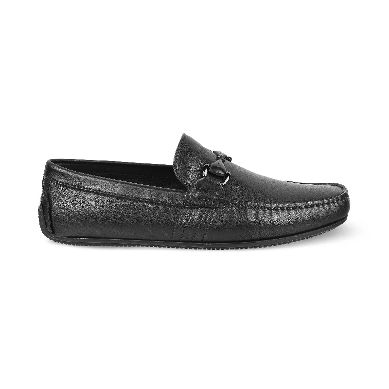 Active Lifestyle Shoes Tresmode Meroc Black Men's Leather Driving Loafers