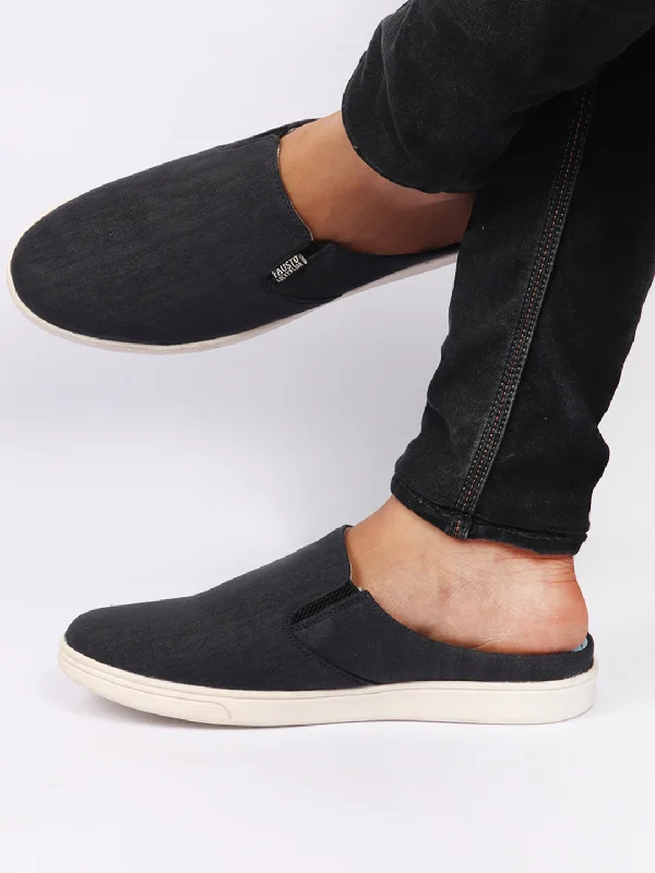 Quick-Dry Sneakers Men Navy Blue Casual Back Open Canvas Stylish Slip On Shoes