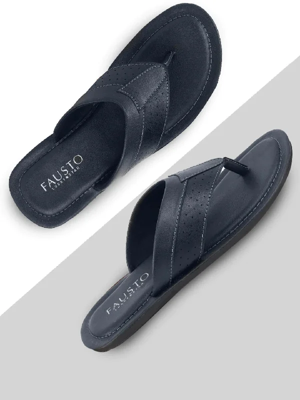 Ultimate Comfort Shoes Men Navy Blue Indoor & Outdoor Slippers