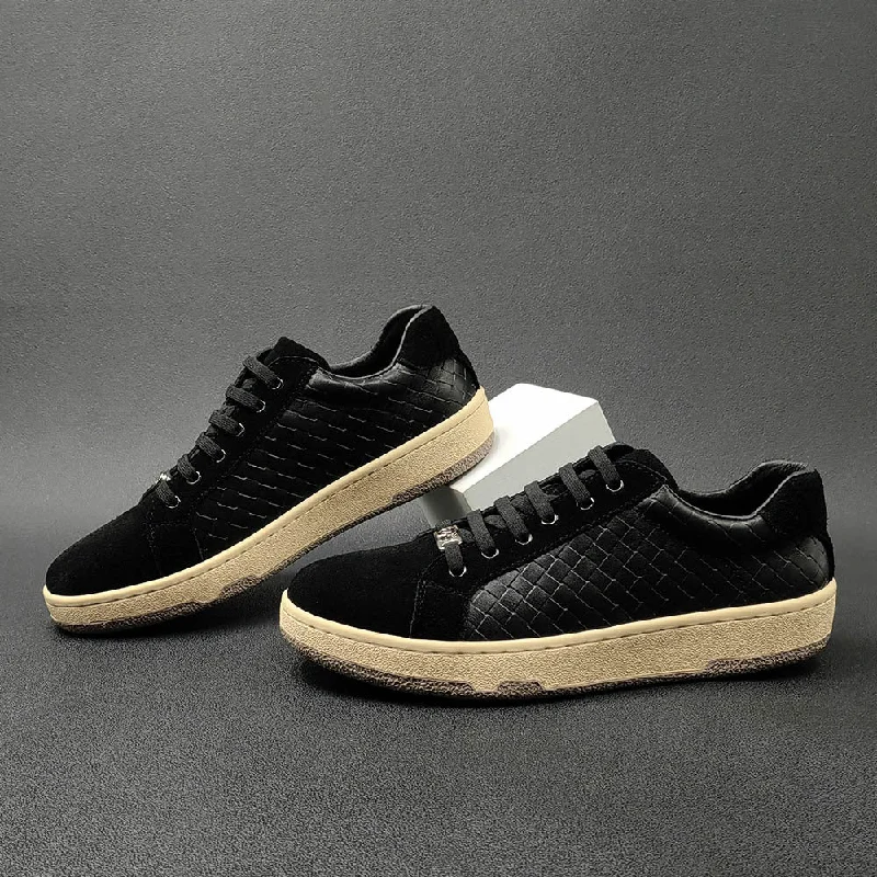 Travel-Ready Shoes Men Fashion Minimalist Patchwork Leather Flat Casual Shoes