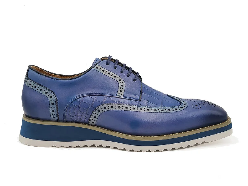Ultra-Flexible Sneakers Carrucci KS515-35 Gorgeous Lace-up Oxford - Blue