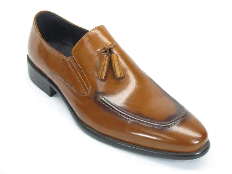 Shockproof Shoes Carrucci KS099-714 Leather Tassel Loafer - Cognac