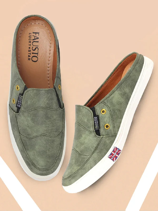 Sporty Everyday Shoes Men Olive Green Casual Slip-On Shoes