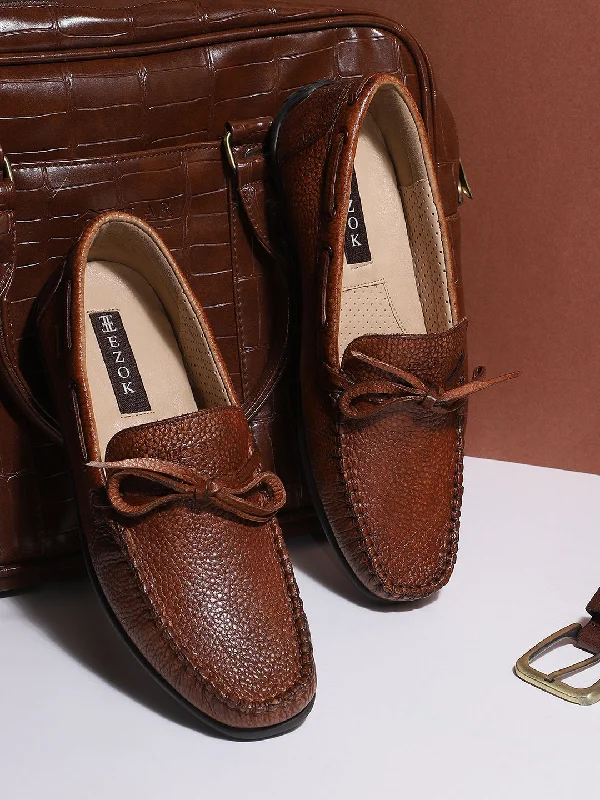 Plush Walking Shoes Ezok Men Moda 2060 Dark Tan Leather Moccasin Shoes
