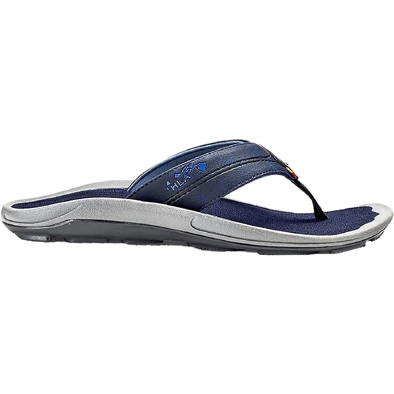 Soft Walking Shoes Men's OluKai Kipi Trench Blue Synthetic