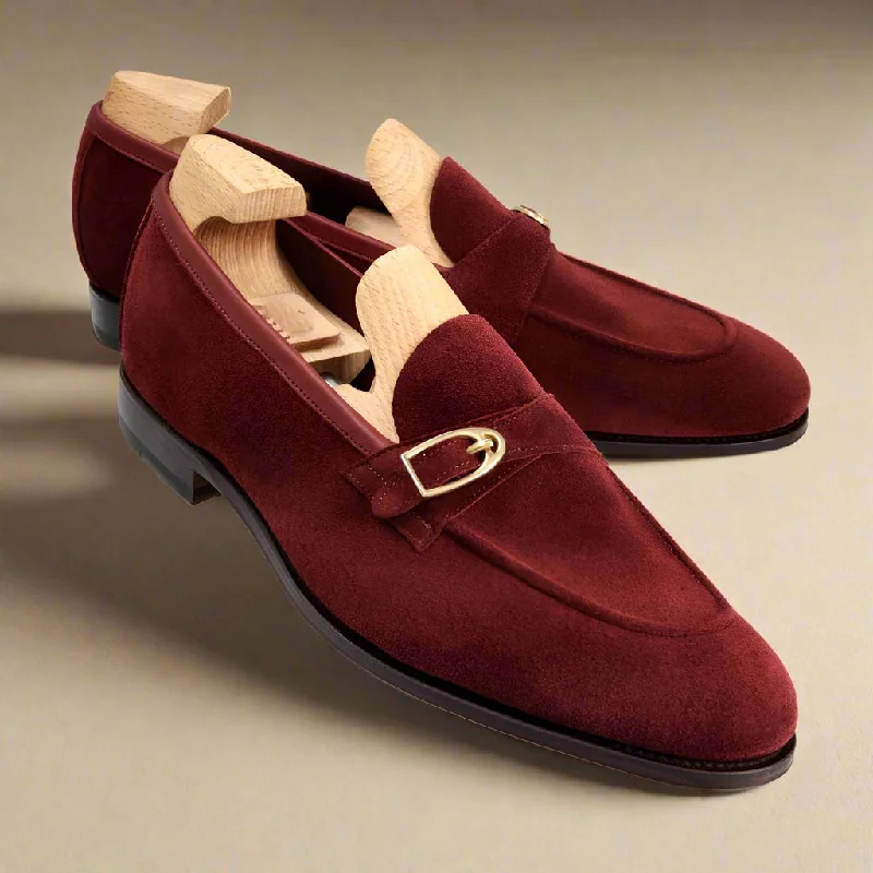 High-Performance Shoes Elliot Burgundy Suede Monk Loafer