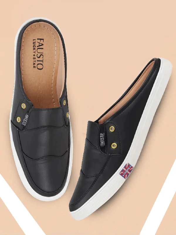 Sleek Athletic Sneakers Men Black Casual Slip-On Shoes