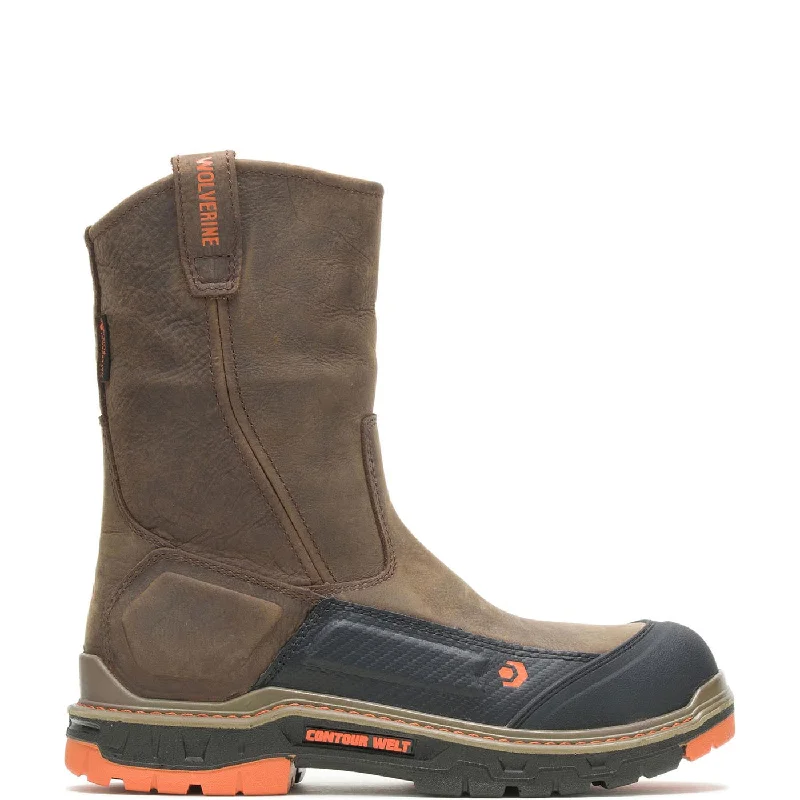 Premium Walking Shoes Overpass CarbonMAX® Toe Waterproof Pull-On Work Boot Brown