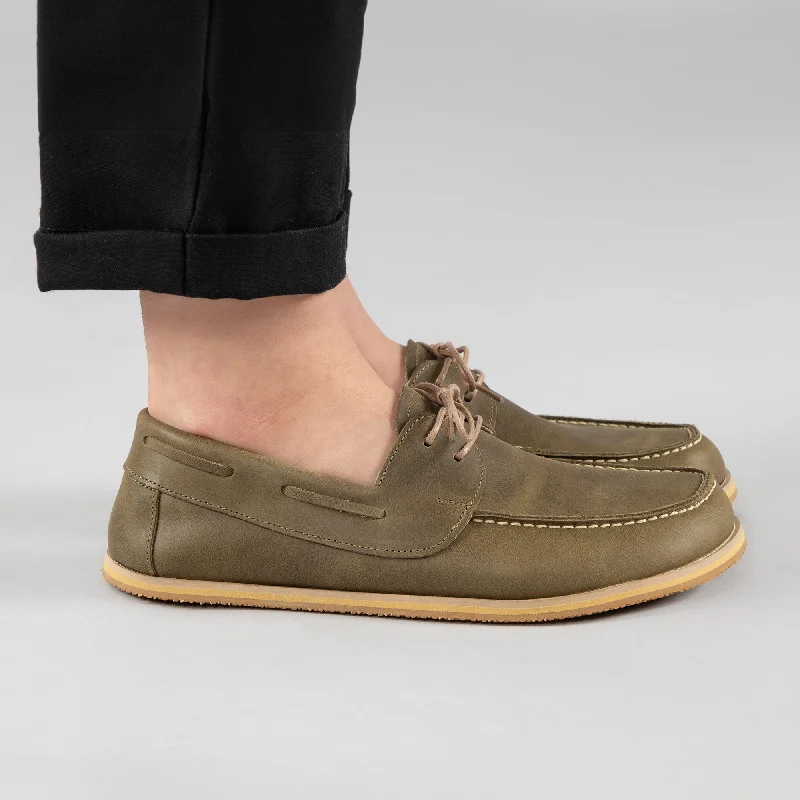 Streetwear Running Shoes Men's Green Boat Shoes