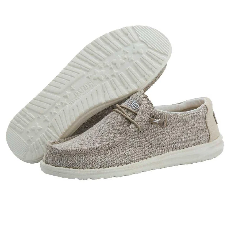 Flexible Sole Sneakers Hey Dude Wally Woven Beige