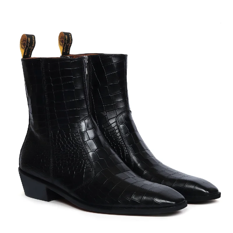Lightweight Walking Shoes Stitched Black Chelsea Boot with Cuban Heel Zip Closure Deep Cut Leather By Brune & Bareskin Lightweight Walking Shoes Stitched Black Chelsea Boot with Cuban Heel Zip Closure Deep Cut Leather By Brune & Bareskin